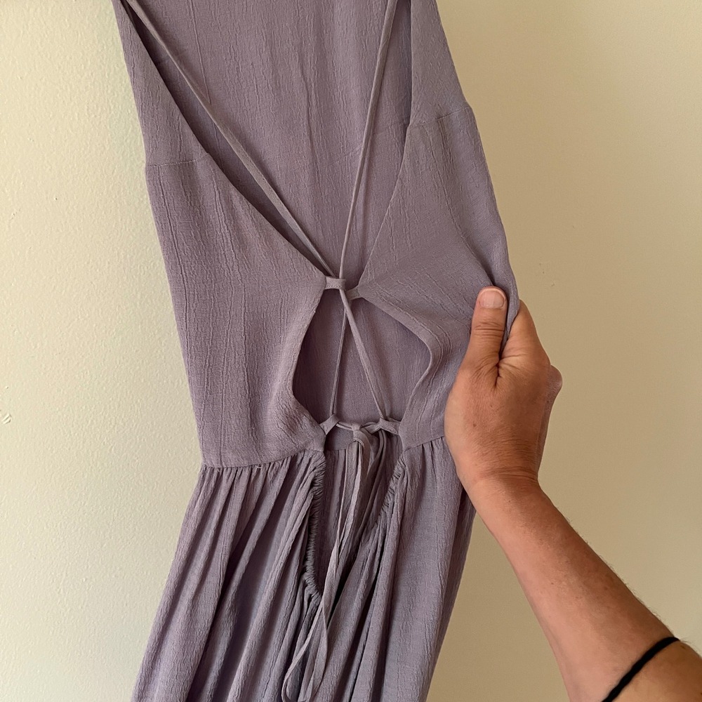 Christy Dawn Delphine Dress Lavender Purple Rayon Tiered Open Back Maxi Small - Picture 6 of 15